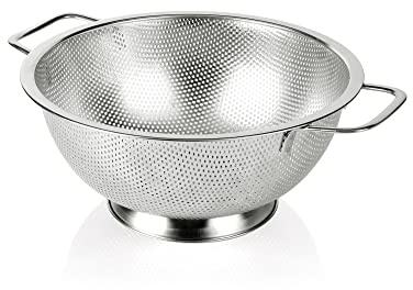 Gulex Colador de acero inoxidable de 3 cuartos de galón, colador resistente para alimentos de cocina, apto para lavavajillas