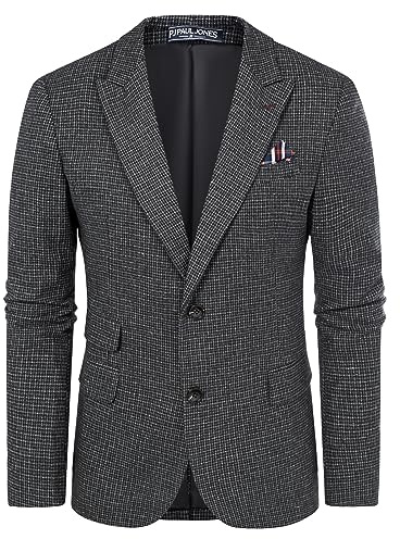 PJ PAUL JONES Sakko Blazer britannique pour homme Coupe droite 2 boutons Veste d'affaires moderne, Noir , M