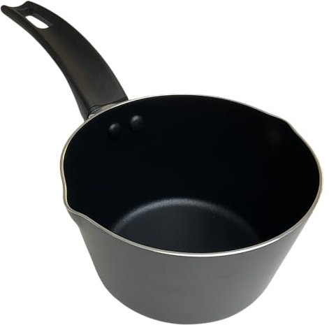 500ml Lightweight Aluminium Non Stick Milk Pan with Dual Pouring Spouts - 14cm Diameter - Cool Touch Handle