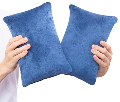 1 MIDDLE ONE 2 Pack Small Pillow, Memory Foam Mini Pillow 11 X 7 Inches for Travel, Sleeping, Nap and Neck, Knee, Lumbar Support, Tiny Cushion for Pet, Dogs (Blue)