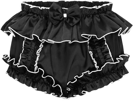 Satini Sissy Satintrosor Rymlig Passform Volanger Rosett, Svart, M