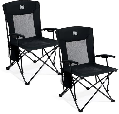 TIMBER RIDGE Campingstuhl Faltbar leicht Klappstuhl 150 kg Belastbar mit Netzrücken Outdoor Bequem, Tragbar Strandstuhl Anglerstuhl für Festival, Angeln, Garten, Picknick, Balkon