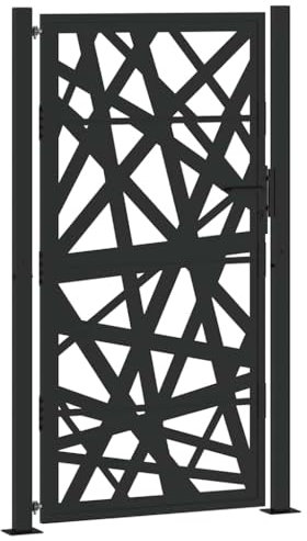 vidaXL Garden Gate Black 105x180 cm Steel Light Design, fence gate, outdoor gate, metal gate, security gate, entrance gate, metal fence gate