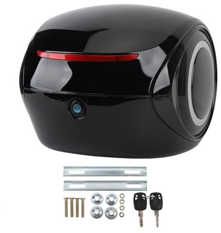 Universell Motorcykel Toppfodral, 32L Motorcykelstamtur Förvaringsbärarfodral med Avtagbar Bomullsfoder, Ryggstöd för Passagerare, Motorcykel Svansbox för Elektrisk Cykelskoter