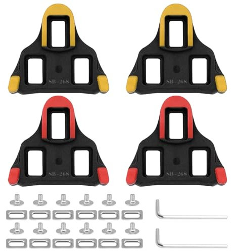 Dalephoric 4 Stück SPD Cleats, Fahrrad Stollen für SPD SL Cleats, Pedalplatten, Klickpedale, Verschleißfest und rutschfest, für Rennrad Road Schuhplatten, Fahrradschuhe (2 Gelb und 2 Rot)