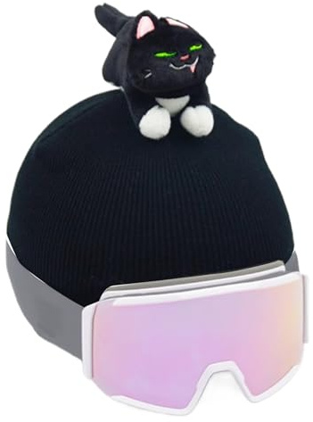 Skihelm-Überzug Erwachsene, Niedlich Waschbar Skihelm-Überzug mit Katzen-Design, Damen Sturmhauben für Mädchen Männer & Frauen Radfahren Outdoor Sport, Einzelnes Attribut