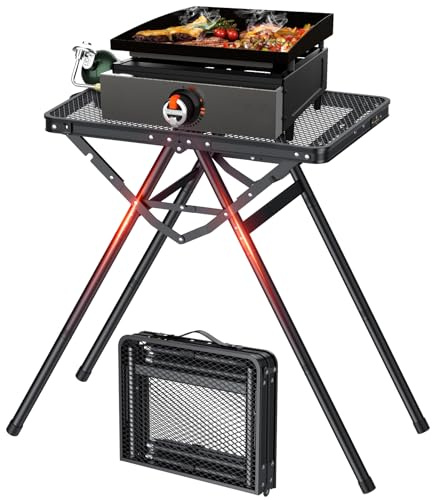 FUNYKICH Tavolo da Campeggio Pieghevole 60x40 cm,Tavolo da Barbecue Portatile a Forma di X con Maniglia di Trasporto e Altezze Regolabili,Capacità di Carico 80 KG,per Giardino/Picnic/Balcone