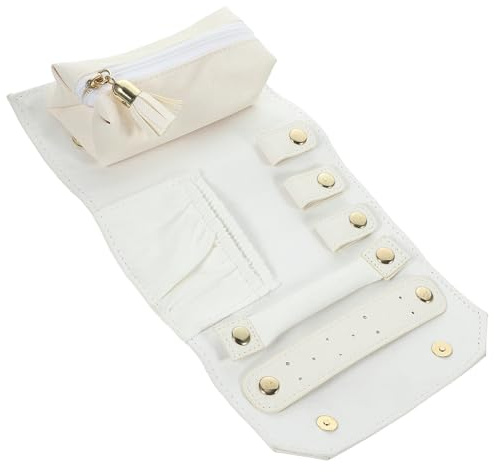 HEALSOPTHY Organisateur Bijoux Pliable Rouleau Pochette Voyage Rangement Compact et Protecteur pour Bijoux de Rangement Portable PU Cadeau Pratique