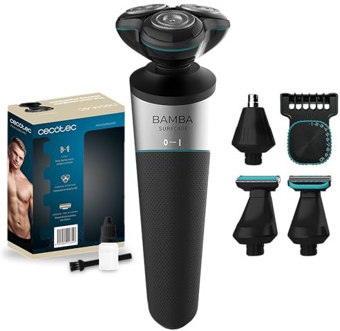 Cecotec Afeitadora Multigrooming 5 en 1 PrecisionCare Multigrooming 5in1. Batería de Litio, Autonomía 60min, Cuchillas de Acero Inoxidable, Cabezal Rotativo con 3 Cuchillas, Waterproof IPX5