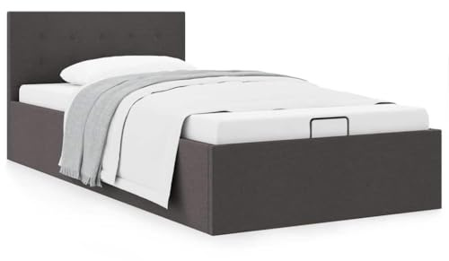 Teenpull Hydraulisk förvaringssäng mörkgrå tygstoppning 100 x 200 cm med gasfjädermekanism, modern design sovrumsmöbler för optimal komfort