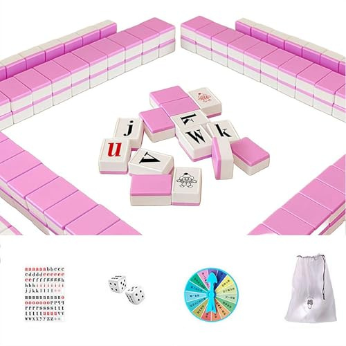Alphabet Mahjong Tile Set(1.18”), Mini English Letter Mahjong, English Word Mahjong Game Set for Adults & Teens, 108 Mahjong Tiles for Learning Party Interactive