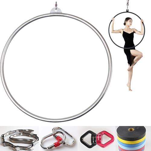 Aerial Lyra Hoop Set – 85 cm/90 cm Antennenring für Yoga, Tanz und Aerial Fitness, Einzelpunkt-Zirkusausrüstung