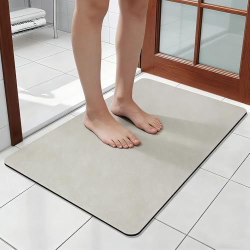 Alfombra de Baño, 40 x 60 cm Alfombra de Baño Antideslizante, Alfombrilla de Baños Lavable, Tapete de Alimentación, Suave Alfombrilla Secado Rápido, para Ducha, Bañera y Cuarto de Ducha (Gris)