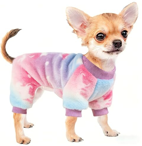 Hundepullover Kleine Hunde Hundemantel Fleece Rosa Hundepullover Katzenpullover Herz Hunde Pullover Kleine Hund Strick Hundekleidung Hundepulli Warme Hundepyjama Hundes Schlafanzug für Chihuahua,XXS
