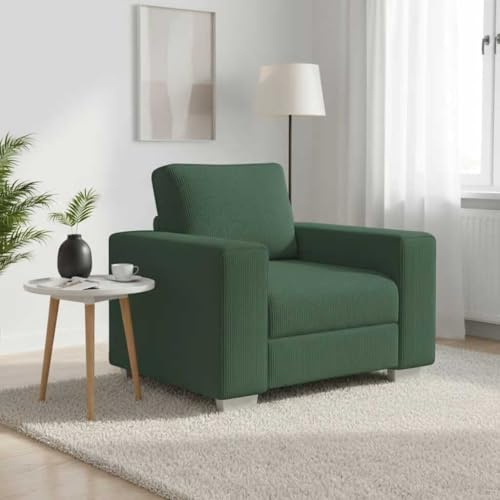 mzdioop mörkgrön fåtölj, 100 x 77 x 82 cm, tillverkad av mjukt manchestermaterial, robust plywoodram, perfekt för vardagsrum och sovrum, bekväm relaxsoffa