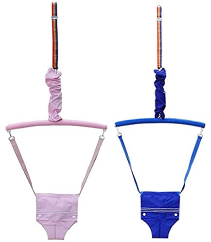 Ausla Baby Jumping Chair, Adjustable Height Door Baby Bouncer for 6 to 24 Months, Fabric Seat with Spine Support, Indoor Exercise Jumper for Coordination Balance (Pink)