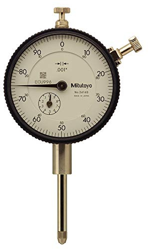 Mitutoyo 2416S Dial Indicator, #4-48 UNF Thread, 0.375 Stem Dia., Lug Back, White Dial, 0-100 Reading, 2.244 Dial Dia., 0-1 Range, 0.001 Graduation, +/-0.002 Accuracy