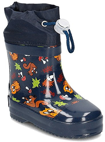 Playshoes Stivali corti in gomma Animali della foresta foderati in gomma naturale, Unisex - Bambini e ragazzi, Blu (Marine 11), 21 EU