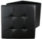 HOME DECO FACTORY Faltbare Hocker-Truhe aus Kunstleder, 38cm x 38cm x 38cm, Schwarz
