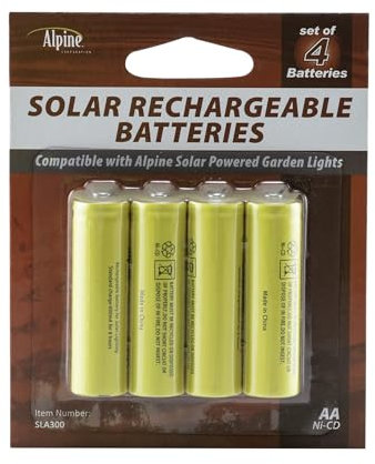Alpine Corporation AA Ni-CD Replacement Rechargeable Batteries for Solar Powered Garden Lights, Set of 4
