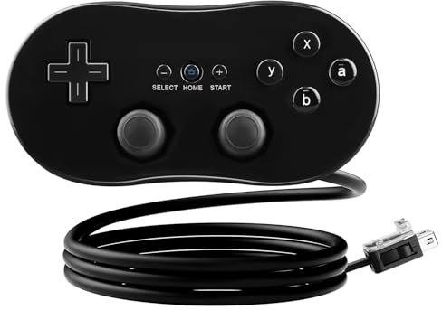 OSTENT Kabelgebundener Classic Controller Gamepad Joystick für Nintendo Wii Remote Konsole Videospiel Farbe Schwarz