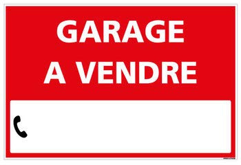 Signalétique.biz France, Panneau Immobilier Garage à Vendre avec Oeillets aux 4 coins, Rouge, Plastique rigide Akilux 3,5mm, Dimensions 60 x 40 cm (600 x 400 mm), Livré Avec Une Planche de Chiffres