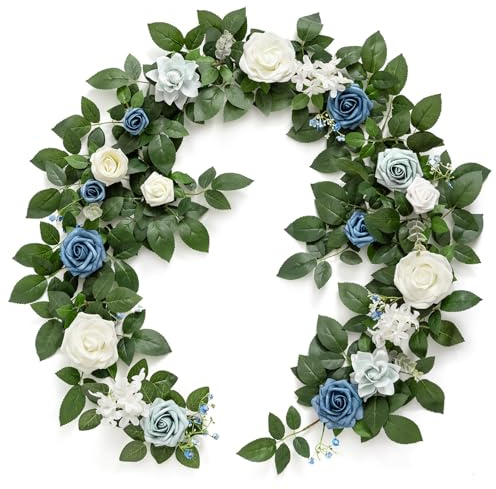 Ling's moment 5 FT Dusty Blue Artificial Flower Garland