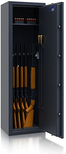 SafeHero Waffenschrank Klasse 0 EN 1143-1 Secureo Hawk 9 XL | Waffenschrank 0 für 9 Langwaffen | Langwaffenschrank mit Schlüsselschloss | Zugelassener Waffenschrank Langwaffen, Kurzwaffen + Munition