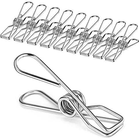 Skroad Mollette da bucato,confezione da 32 mollette da bucato in acciaio inossidabile per stendibiancheria,mollette a presa forte,mollette da bucato per sacchetti di snack,foto,carta,cucina,ufficio