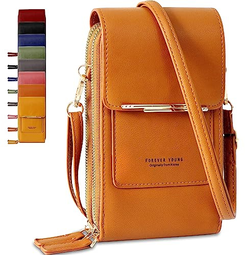 Lakpopya Bolso Movil Mujer de Cuero PU, Bolso Pequeño Mujer Pequeña Multifuncional para Mujer con Monedero, Bolso para Movil Mujer para Colgar para a Teléfonos de Hasta 6.9 (marrón)