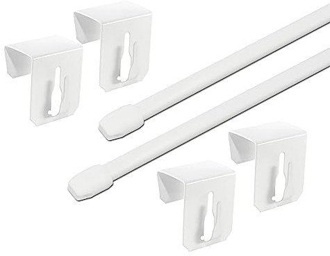 2x Gardinenstange/Vitragestange Haiti, weiß, oval, ausziehbar, inkl. Fensterhaken/Befestigung für einen Klemmbereich von 15-20 mm (80-120 cm ausziehbar)