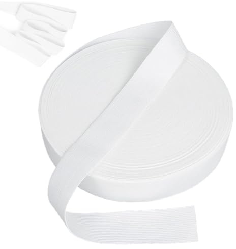 GOIEHIR Gummiband, 10 meter elastiskt band, gummiband bredd 20 mm, för byxgummi, hushåll gör-det-själv hantverk, vit