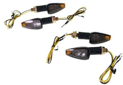 2EXTREME 4x LED Mini Blinker für Motorrad, Quad, Roller & Moped: E-Geprüft, 12V Spannung, M10 Gewinde, Rauchglas, stilvolles Schwarz, 85mm Gesamtlänge - Technik & Design vereint