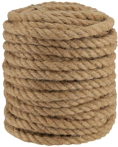 MAHIONG 50 m x 10 mm jutesrep för hantverk, tjockt jutesnöre nötuturalt hamparep, vridet manila-rep för hantverk, buntning, trädgårdsarbete, klösstolpe