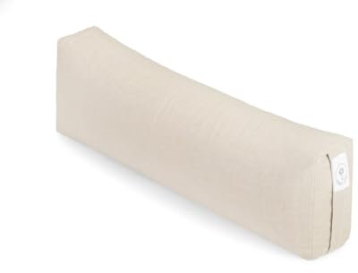 Leinenstoff Yoga Bolster Eckig | Yoga Bolster Yin Yoga mit Bio-Buchweizenschalen | Perfekt Für Brustöffnung Und Rückbeugen | Waschbar Und Reisefreundlich | Natürliches Leinen Grau - Eckig 70x23x10cm…