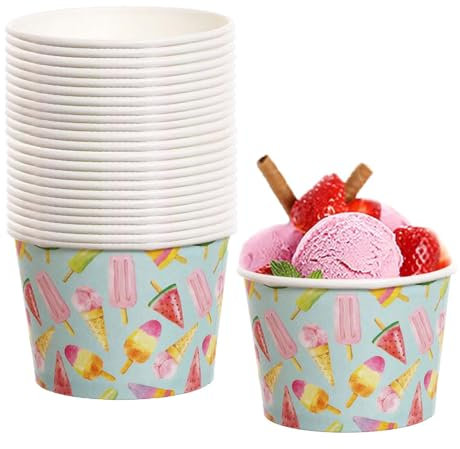 Virsus 250 Coppette Gelato in Carta 2101, capacità 120ml, grafica colorata, coppa rotonda in cartoncino biodegradabile e compostabile, pirottini, ciotola per gelati, dessert, yogurt 5 CF x 50 PZ (250)