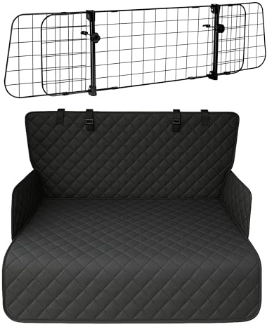EUROCATCH Set Auto pour Chien - Couverture de Coffre Imperméable & Antidérapante + Grille de Séparation Réglable - Universel, Robuste & Facile à Installer - Transport Sécurisé & Protection Complète