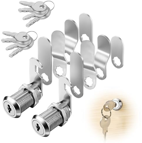 2 Pièces serrure boite aux lettres avec 5 Plaques de Verrouillage et 5 Clés, Verrou de Sécurité en Alliage de Zinc pour Boîte aux Lettres, Casier, Tiroir, Boîte à Outils, Meuble et Porte de Camping-Ca
