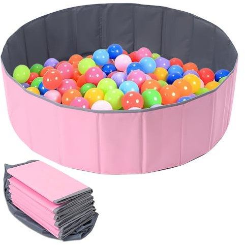 Jonuin Foldable Ball Pit, 100cm Portable Ocean Ball Pool for Pets | Durable Oxford Fabric Playpen for Indoor Outdoor Garden, Balls Not Included (Pink)