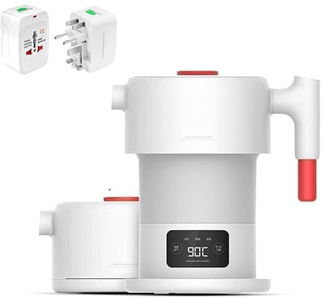Mini hopfällbar vattenkokare, resevattenkokare, pekskärmskontroll 600 ml 110-220 V automatisk avstängning håller sig varm förhindrar torrbränna avtagbar nätsladd