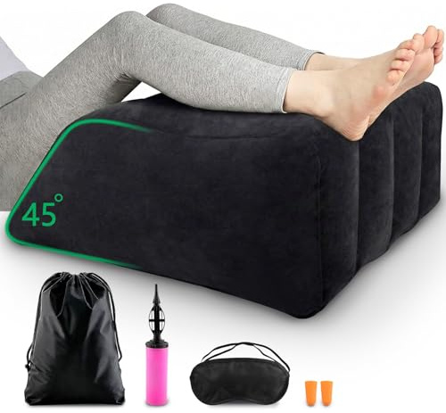 PLCatis Cojín Elevador de Piernas Inflable Cuña para Elevar Piernas en la Cama Reposapiernas para Descanso y Relajación - Negro