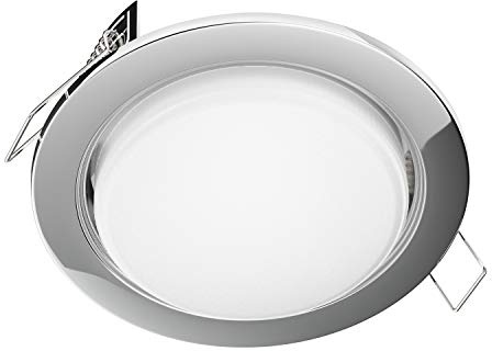 ledscom.de LED recessed Spotlight Zobe Flat GX53 Chrome Round 6,105W 560lm White 107mm Ø Bolt Circle 90mm Ø