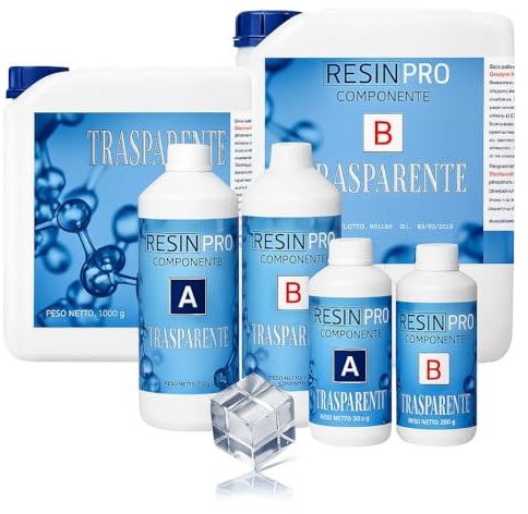 Resin Pro ® 3,2 kg Resina Epossidica Ultra Trasparente Atossica - Resina + Indurente, Effetto Acqua per Creazioni Artistiche, Rivestimento Superfici, Modellismo, DIY, Bricolage