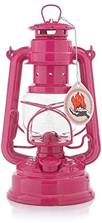 Feuerhand Outdoor Kerosene Fuel Lantern, German Made Weather Resistant Baby Special 276 Galvanized Hurricane Lamp for Camping or Patio, 10 Inches, Telemagenta