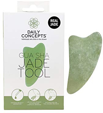 Daily Concepts Daily Jade Gua Sha Facial Tool to Help Sculpt Facial Features by Stimulating The Face and Leaving Brighter Glowing Skin, Safe for All Skin Types 107g