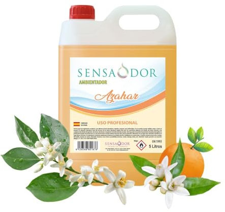 Ambientador Azahar SENSAODOR, 5 Litros, Naranja, Garrafa, Profesional, Empresas, Negocio, Limpieza, Neutralizador, Quitaolor, Buen olor, Aromatizador (Azahar) Rojo