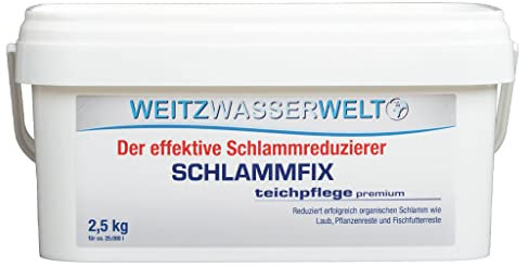 SCHLAMMFIX - Teichschlammentferner mit Sofort-Wirkung durch Aktivsauerstoff - Teichboden Reiniger effizient und schonend - Teichklar für Gartenteich oder Naturpool - 2,5 kg für bis zu 25.000 l