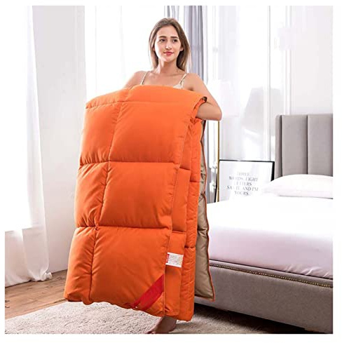 KAISUN Edredón Hipoalergénicos, Nórdico con Compartimentos en Las Esquinas, Relleno de Microfibra de Felpa, Duvet Cálido de Invierno Antiácaros (Color : Orange, Size : 200x230-3kg)