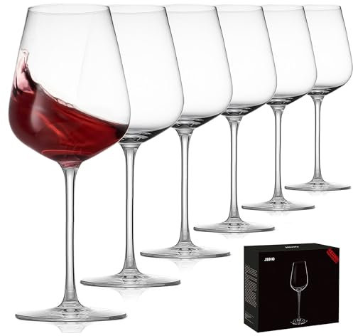 Hand Blown Bordeaux Wine Glasses - Set of 6-18 Ounce - Great Gift Packaging - Red Wine Glasses Lead-Free Premium Crystal Clear Glass