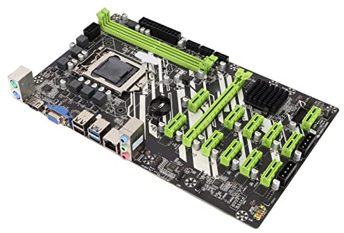 Mining Mainboard, Vga Schnittstelle Gigabit LAN Schnittstelle PCIE16X 11 PCIE1X Desktop Computer Mainboard, 2 Kanal DDR4 3 SATA3.0 Schnittstelle Mehrphasen Netzteil für Büro